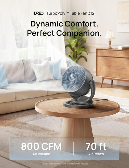 Fan for Bedroom, 12 Inches, 70ft Powerful Airflow, 25db Quiet Table Air Circulator Fans for Whole Room, 120° Adjustable Tilt, 3 Speeds, Desktop Fan for Home, Office, Kitchen