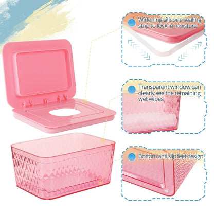 Wipes Dispenser, One-Handed Operation Wipe Holder for Baby & Adult, Seal-Designed Wipes Container for Bathroom Keep Diaper Wipes Fresh