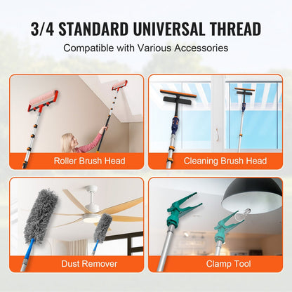 Telescoping Pole, 6 to 24 FT Pole, Extension Multi-Purpose Pole, Sturdy Aluminum Alloy Paint Extendable Pole with Flip-Lock Design, Telescopic Pole for Painting, Dusting and Cleaning