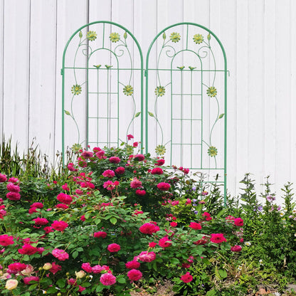 2 Pack 71" x 19.7" Metal Garden Trellis Rustproof Trellis for Climbing Plants Outdoor Flower Support Wrought Iron Ivy Vine Cucumbers Decorative(Green)