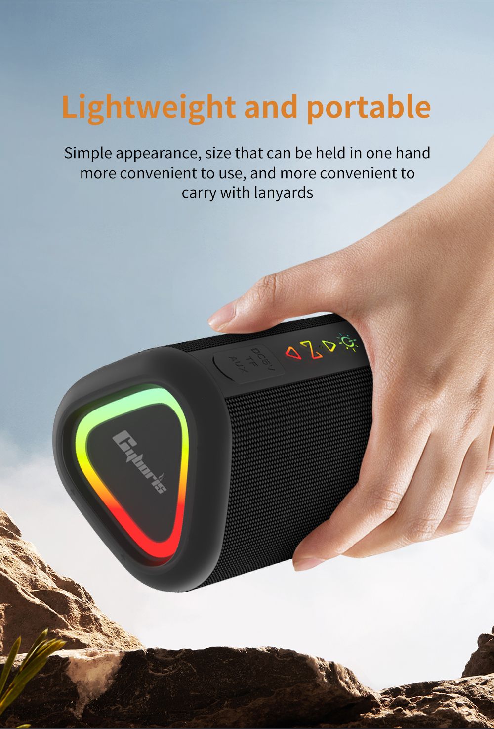 Cyboris S1 High Quality Portable Mini Waterproof Bluetooth Speaker, Wireless V5.4 Outdoor TWS Stereo Sporting Speakers 15W Loud Stereo Soundbox