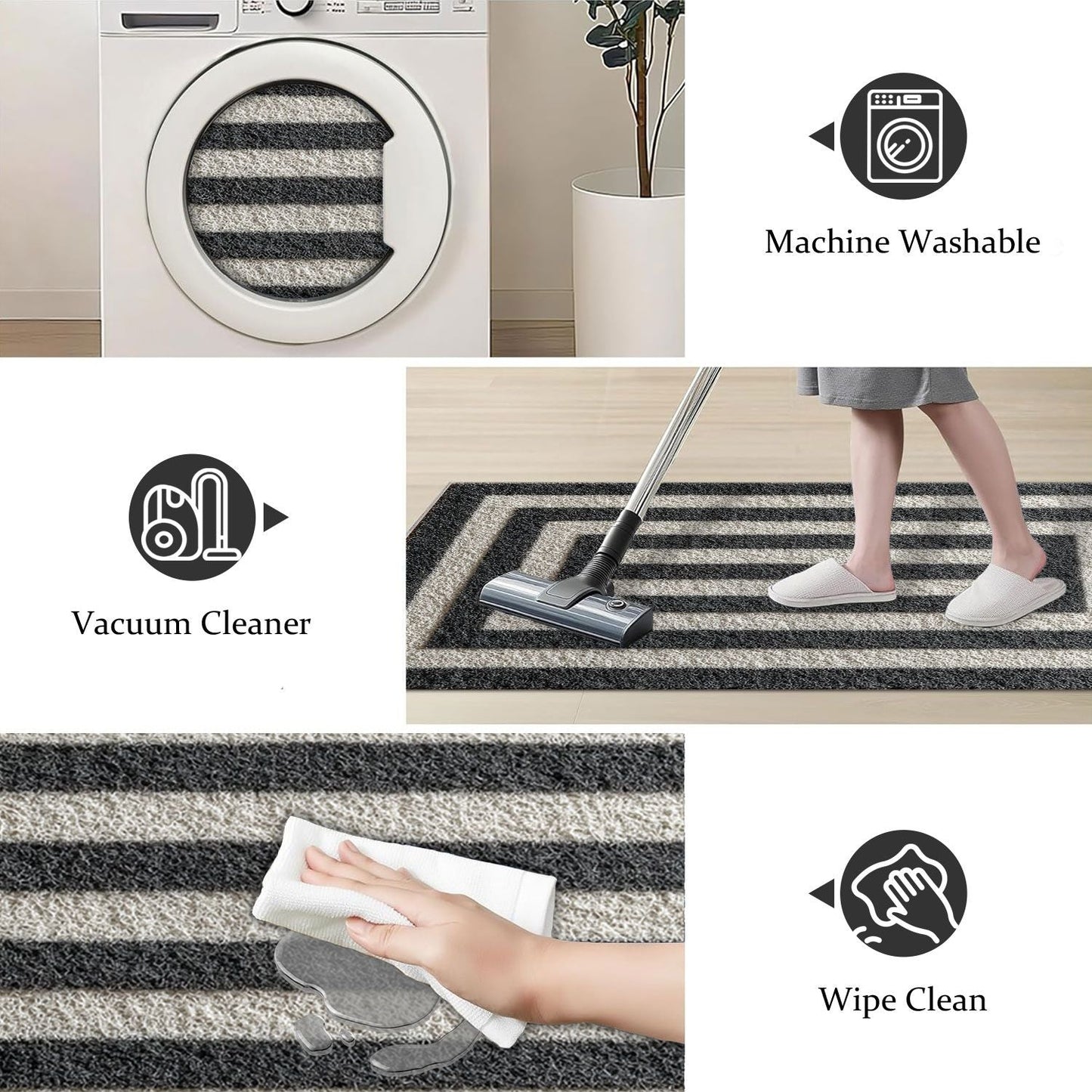 Three-piece kitchen rug set, non-slip and washable, abstract pattern kitchen hallway rug, soft and comfortable, suitable for sinks, floors, entrances, hallways and bathrooms.