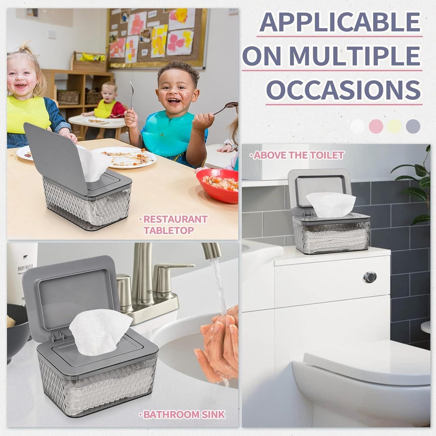 Wipes Dispenser, One-Handed Operation Wipe Holder for Baby & Adult, Seal-Designed Wipes Container for Bathroom Keep Diaper Wipes Fresh