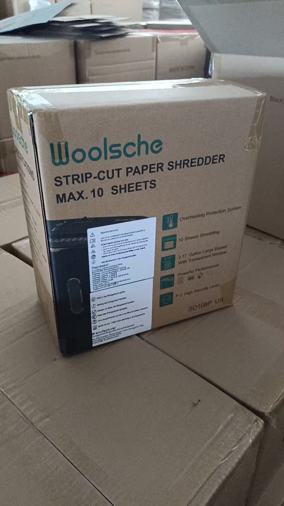 Woolsche Home Office Paper Shredder-10-Sheet Strip Cut with 3.17-Gallon Basket - P-2 Security Level - CD & Credit Card Shredder - Durable & Fast - Jam Proof System - ETL Certified