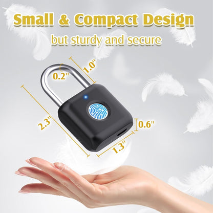Fingerprint Padlock, Pothunder Smart Padlock, Locker Lock, Fingerprint Lock with APP Unlock, USB Rechargeable, Suitable for Gym Locker, Door