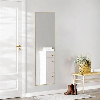 Floor Standing Mirror, Wall Mirror with Stand Aluminum Alloy Thin Frame,21''*64'',Black-rect