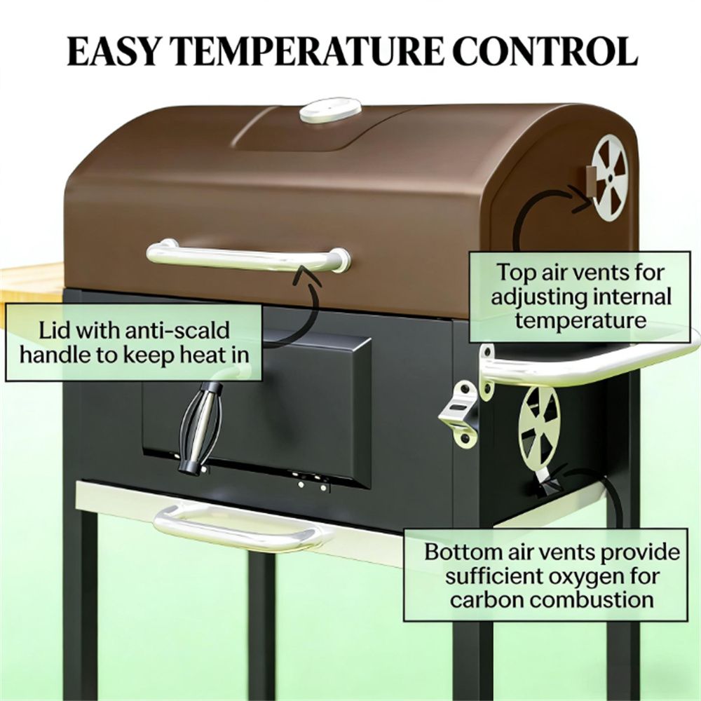 Charcoal barbecue grill, backyard picnic cookware, black
