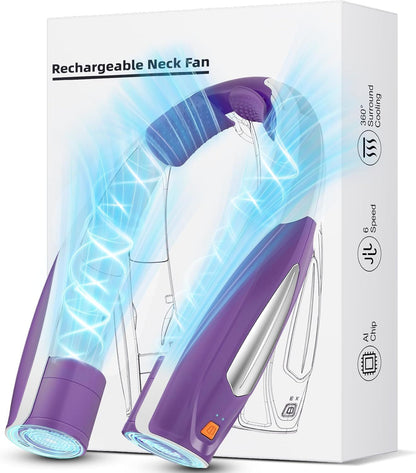 Neck Fan, 6 Speeds Adjustable Portable Personal Fan Rechargeable, Faster Cooling Wearable Fan, Ultra Quiet for Home, Office, Travel, Outdoor