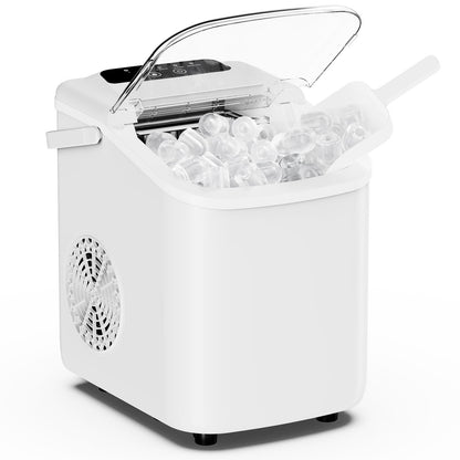 Desktop ice maker, with movable handle, can produce 9 ice balls in 6 to 8 minutes, equipped with a basket and a spoon