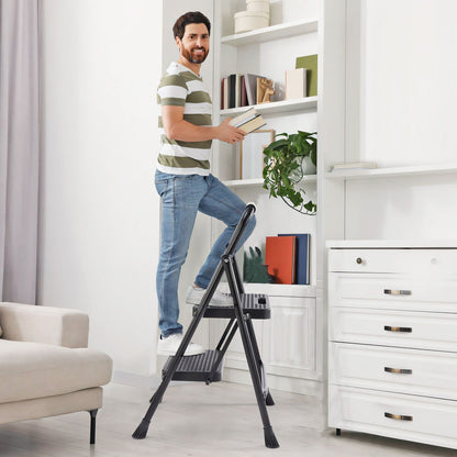 Household portable 3-layer step ladder, with safety buckle stable and safe