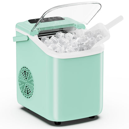 Desktop ice maker, with movable handle, can produce 9 ice balls in 6 to 8 minutes, equipped with a basket and a spoon