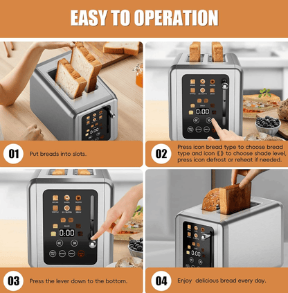 Retro Stainless Steel Toaster with 6 Browning Levels & 3 Functions - Perfect for Defrosting, Reheating, & Cancelling