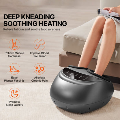 Foot Massager Machine with Heat, Deep-Kneading, Compression, and Shiatsu for Plantar Fasciitis, Neuropathy, Gifts for Men, Women - Fits up to Men Size 12