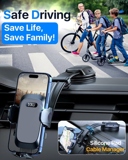2026 Ultimate Car Phone Holder Mount Bendable & Adjustable Aluminum Arm Cell Phone Holder for Car Dashboard Windshield Phone Stand for iPhone 17 16 15 14 Pro Max Samsung Pickup Truck