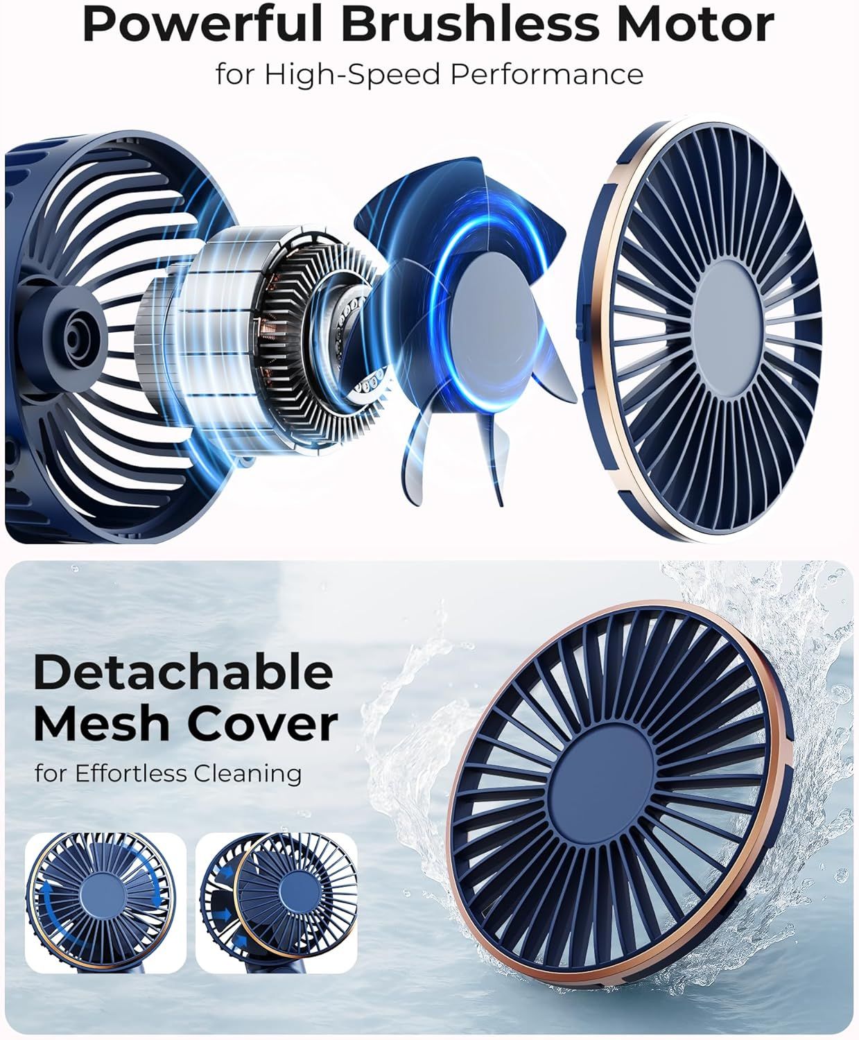 Portable Handheld Fan, Portable Fan Rechargeable, 4000mAh, 180° Adjustable, 6 Speed Wind, Display Electricity in Real Time, USB Rechargeable Foldable F an, Quiet Personal Fan as Power Bank