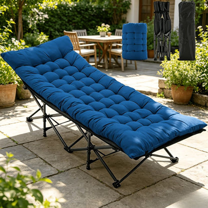 Foldable camping bed with mattress, sturdy and durable folding bed