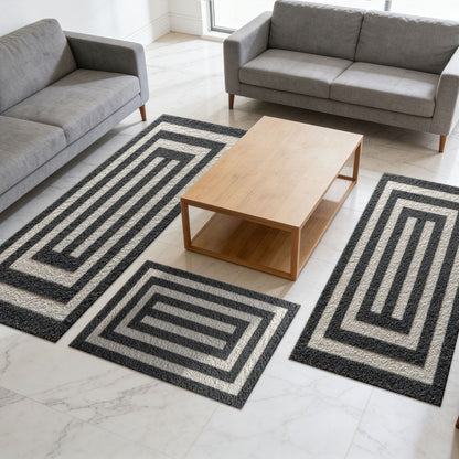 Three-piece kitchen rug set, non-slip and washable, abstract pattern kitchen hallway rug, soft and comfortable, suitable for sinks, floors, entrances, hallways and bathrooms.