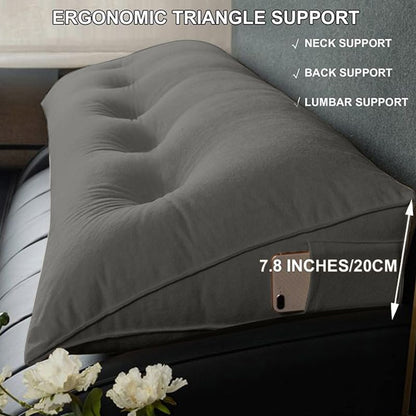 Triangle Reading Cushion with a button-Gray 100*50*20cm