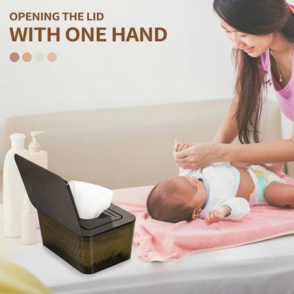 Wipes Dispenser, One-Handed Operation Wipe Holder for Baby & Adult, Seal-Designed Wipes Container for Bathroom Keep Diaper Wipes Fresh
