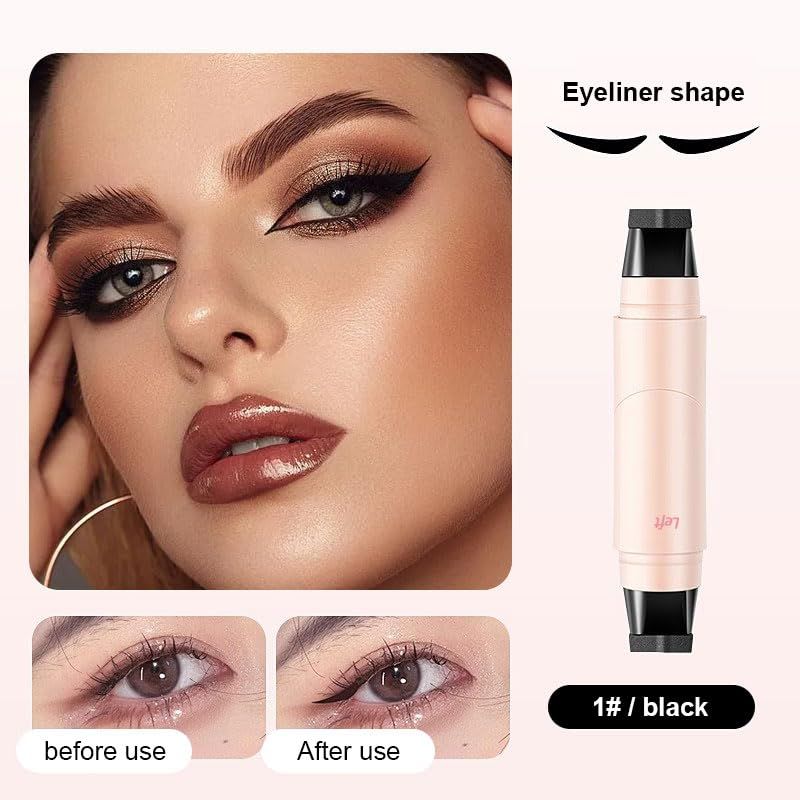 Winged Eyeliner Stamp Pen Dual Head Rotating Design, Quick-Dry, Long-Lasting, Smudge-Proof for Easy Cat Eye (1#/Black)