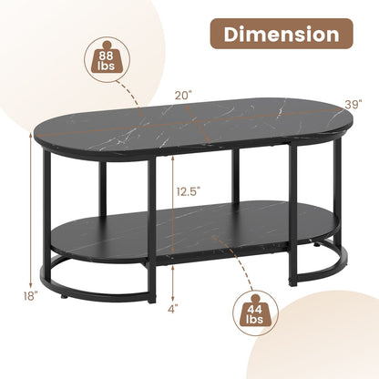 Marble Coffee Table with Open Storage Shelf