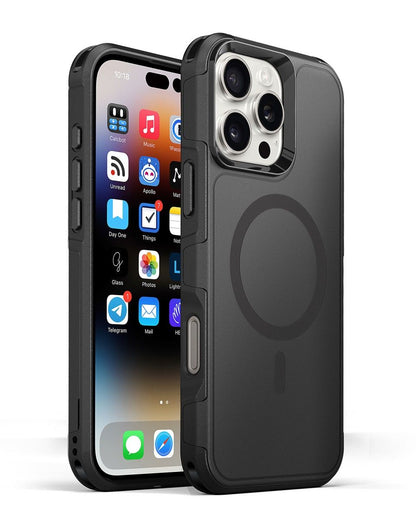Dual Layer MagSafe Compatible Rugged Armor Protective Black Case made for iPhone 16 Pro