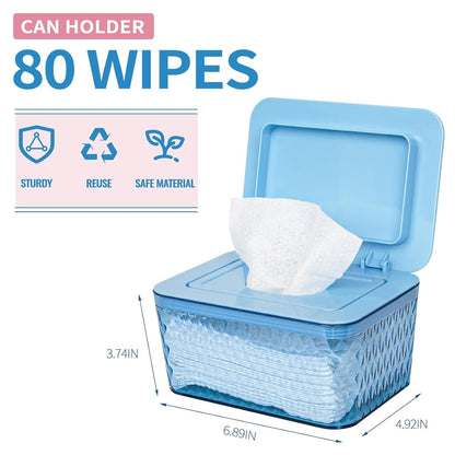 Wipes Dispenser, One-Handed Operation Wipe Holder for Baby & Adult, Seal-Designed Wipes Container for Bathroom Keep Diaper Wipes Fresh