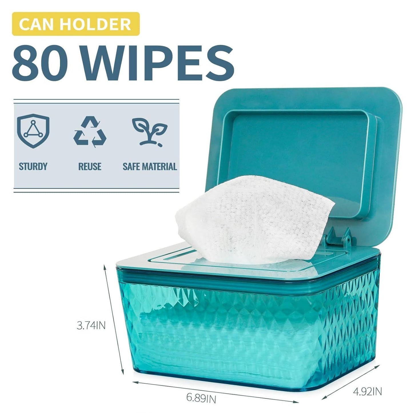 Wipes Dispenser, One-Handed Operation Wipe Holder for Baby & Adult, Seal-Designed Wipes Container for Bathroom Keep Diaper Wipes Fresh