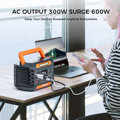 300W Portable Power Station, 230.88Wh /62400mAh Solar Generator, Regulated DC Output Backup Battery with AC Outlet, LED Light Power Station for CPAP Camping