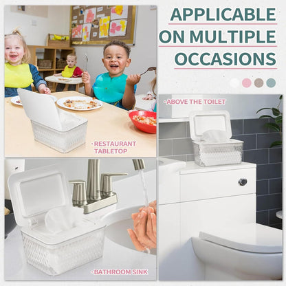 Wipes Dispenser, One-Handed Operation Wipe Holder for Baby & Adult, Seal-Designed Wipes Container for Bathroom Keep Diaper Wipes Fresh