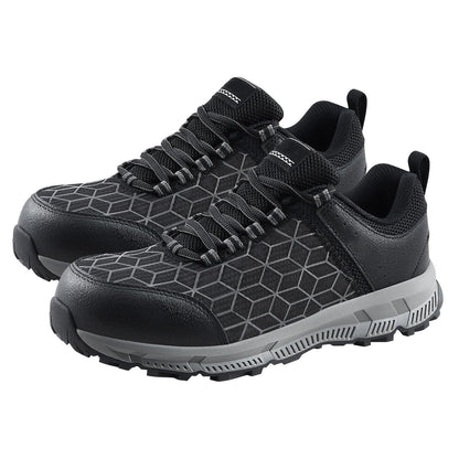 Steel Toe Shoes for Men, US Size 8.5 Wide, Men's Cushion Sport Safety Toe Athletic Work Shoe, Indestructible Safety Sneakers Lightweight,Breathable Industry Construction Work Shoes, Black