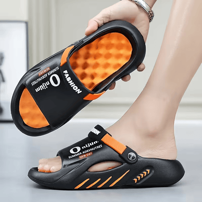 Platform Men's EVA Clog Slippers, Trendy Hole Design Mule Slides with Back Strap, Cushioned Elevated Casual Shoes for Summer, Streetwear, Indoor, Outdoor