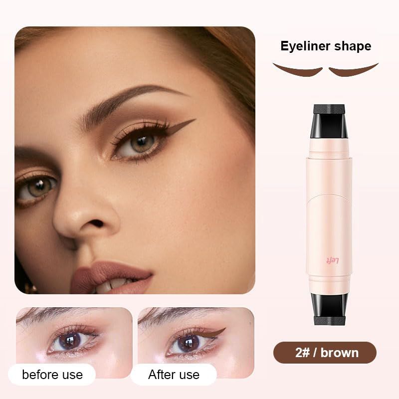 Winged Eyeliner Stamp Pen Dual Head Rotating Design, Quick-Dry, Long-Lasting, Smudge-Proof for Easy Cat Eye (1#/Black)