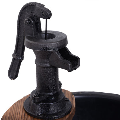 2-Tier Wooden Water Pump Fountain with Flower Box Base Durable Design for Garden Decor