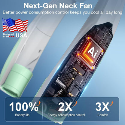 Neck Fan, 6 Speeds Adjustable Portable Personal Fan Rechargeable, Faster Cooling Wearable Fan, Ultra Quiet for Home, Office, Travel, Outdoor