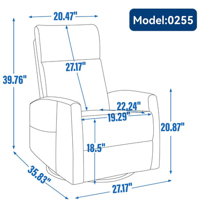 Heat Massage Manual Recliner Chair with Rocker and Swivel in Fabric for Living Room, Beige