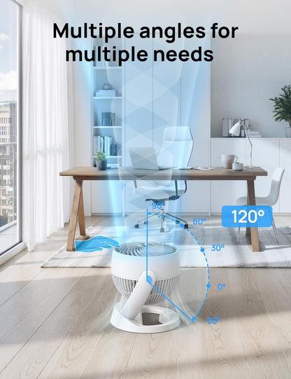 Fan for Bedroom, 12 Inches, 70ft Powerful Airflow, 25db Quiet Table Air Circulator Fans for Whole Room, 120° Adjustable Tilt, 3 Speeds, Desktop Fan for Home, Office, Kitchen