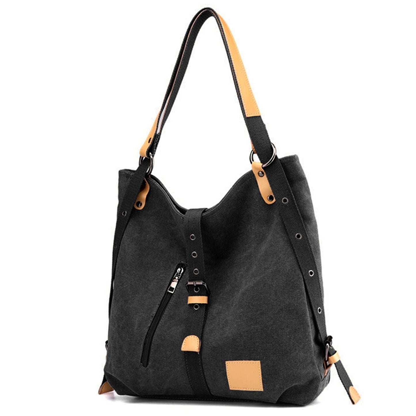 Ladies Canvas Tote Bag Multifunctional Purse Handbag Adjustable Shoulder Rucksack Convertible Backpack Wear-Resistant Dirt-Proof For Women School Office Travel