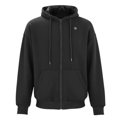 Heated Jacket Hoodie for Men Women, Heated Sweatshirt Unisex Full-Zip with 7.4V 16000mAh Power Bank Pack, 5 Heating Zones, 3 Temp Levels, 4-8H Warmth, for Winter Outdoor Camping, Black, XL Size
