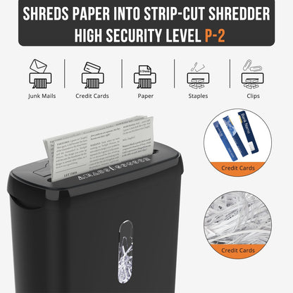 Woolsche Home Office Paper Shredder-10-Sheet Strip Cut with 3.17-Gallon Basket - P-2 Security Level - CD & Credit Card Shredder - Durable & Fast - Jam Proof System - ETL Certified