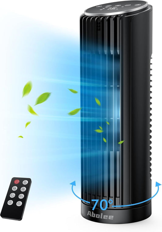 Tower Fan, 23ft/s Desk Fan with Remote, 70° Oscillating, Standing Table Fan with 4 Speeds, 4 Modes, 12Timer, 2026 New 13'' Bladeless Fan for Bedroom Office, Home