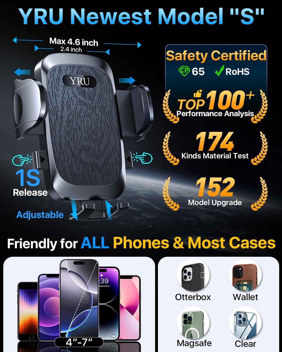 2026 Ultimate Car Phone Holder Mount Bendable & Adjustable Aluminum Arm Cell Phone Holder for Car Dashboard Windshield Phone Stand for iPhone 17 16 15 14 Pro Max Samsung Pickup Truck