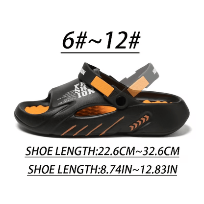 Platform Men's EVA Clog Slippers, Trendy Hole Design Mule Slides with Back Strap, Cushioned Elevated Casual Shoes for Summer, Streetwear, Indoor, Outdoor