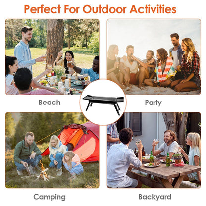 Folding Charcoal BBQ Grill Stainless Steel Grill with Shelf Net Easy Setup for Camping Picnic Outdoor Party Backyard