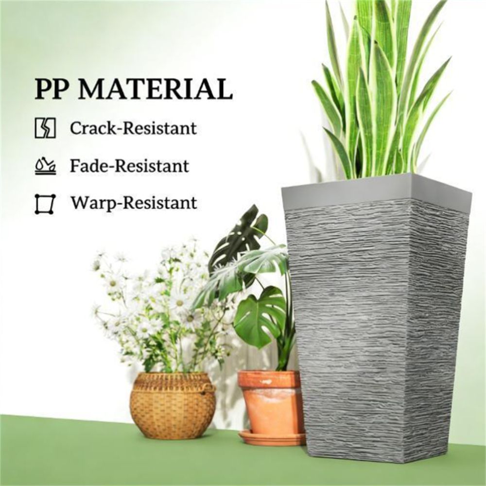 A set of 3 outdoor flower pots, conical flower pots, gray, very suitable for deep rooted plants or small trees