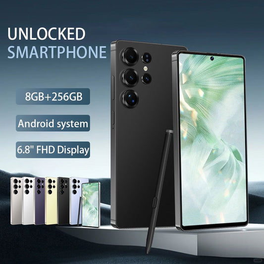 8+256GB Unlocked Smartphone, 6.8" HD+ Display, I24 5G Ultra Unlocked Phone, Built in Pen, 6000mAh Battery /Face ID+Fingerprint Lock/Dual SIM