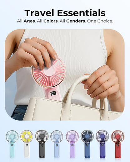 Portable Handheld Fan, Portable Fan Rechargeable, 4000mAh, 180° Adjustable, 6 Speed Wind, Display Electricity in Real Time, USB Rechargeable Foldable F an, Quiet Personal Fan as Power Bank