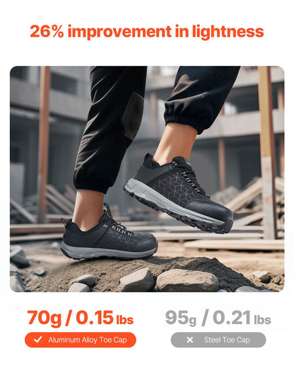 Steel Toe Shoes for Men, US Size 8.5 Wide, Men's Cushion Sport Safety Toe Athletic Work Shoe, Indestructible Safety Sneakers Lightweight,Breathable Industry Construction Work Shoes, Black