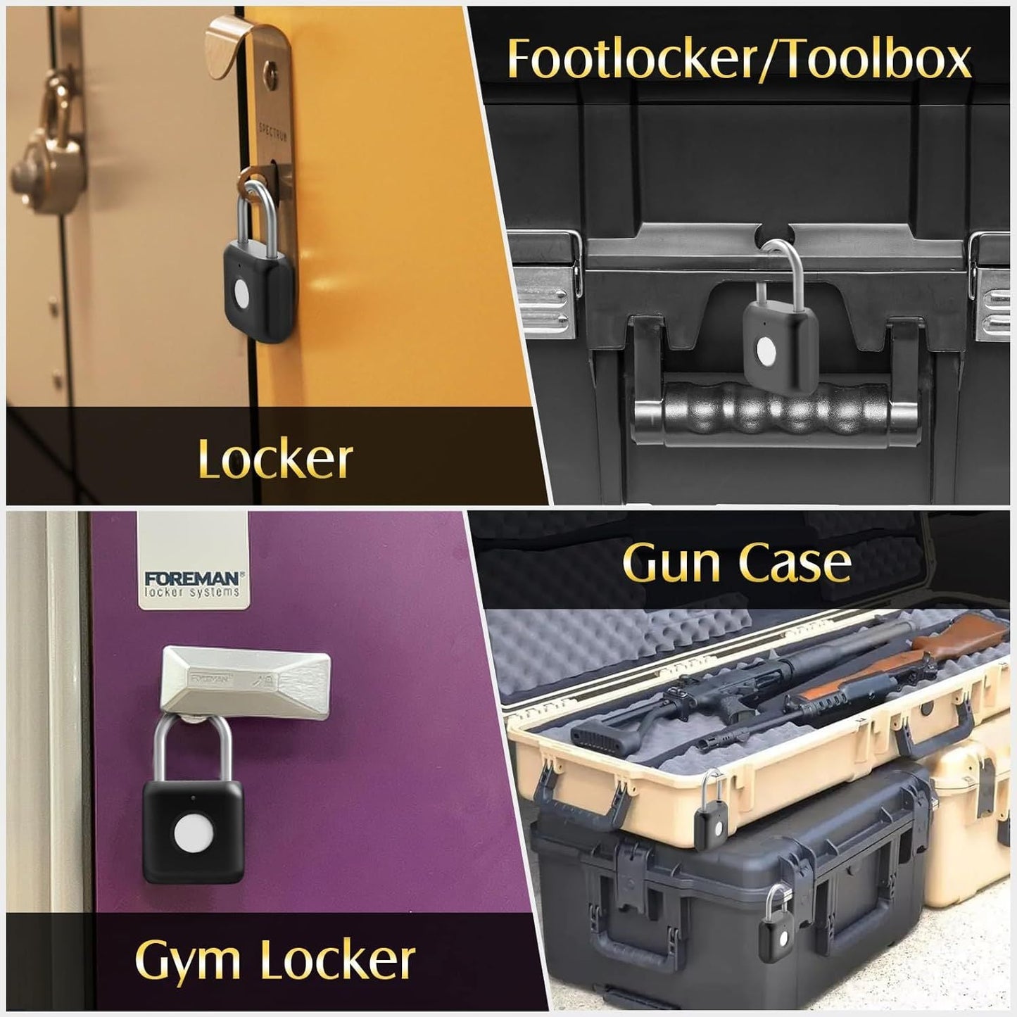 Fingerprint Padlock, Pothunder Smart Padlock, Locker Lock, Fingerprint Lock with APP Unlock, USB Rechargeable, Suitable for Gym Locker, Door