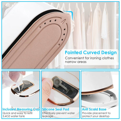 1000W Portable Handheld Steamer for Hang Flat Ironing Travel Garment Steamer with 180° Rotatable Handle 10S Fast Heating Clothing Wrinkles Remover for Home Office Travel